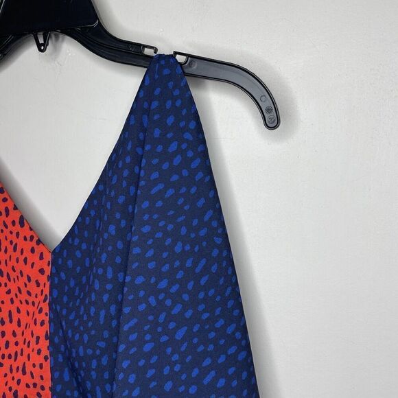 DEREK LAM Collective Handkerchief Dress Womens 40 US 4 Red Blue Midi Ruffle - Picture 11 of 15